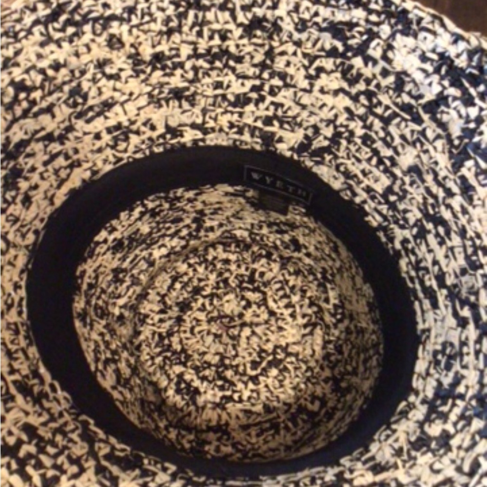 NEW! Wyeth by Todd Magill Black and Cream Marled Knit straw Bucket Hat - Picture 2 of 2